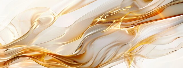 A golden liquid swirls on the white background, creating an abstract and artistic wallpaper with fluid shapes.