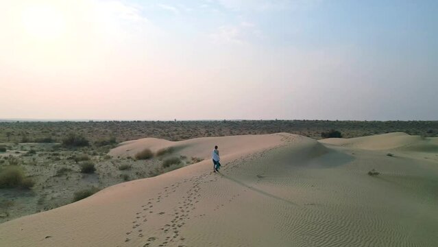 Thar Desert from drone, Rajasthan, India from the air