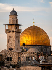 View of the Jerusalem Dome of the rock at sunset