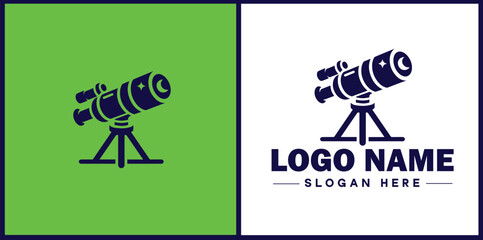 telescope icon Spyglass Optics Observatory flat logo sign symbol editable vector