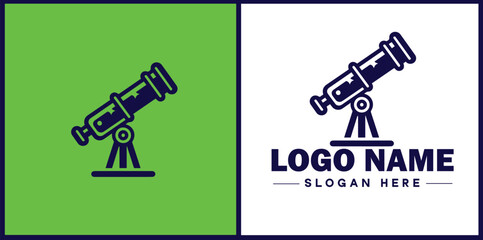 telescope icon Spyglass Optics Observatory flat logo sign symbol editable vector