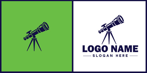 telescope icon Spyglass Optics Observatory flat logo sign symbol editable vector