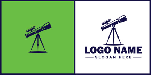 telescope icon Spyglass Optics Observatory flat logo sign symbol editable vector