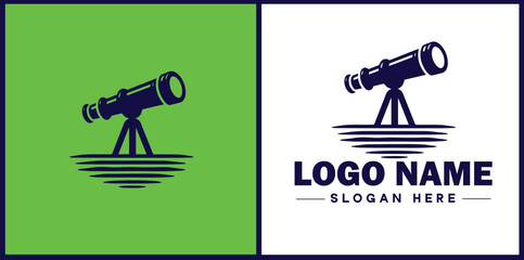 telescope icon Spyglass Optics Observatory flat logo sign symbol editable vector