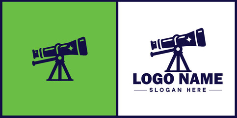 telescope icon Spyglass Optics Observatory flat logo sign symbol editable vector