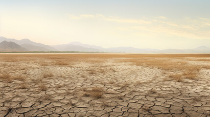 A Barren Rice Field Devoid of Vitality On The Arid Land On Blurry Background