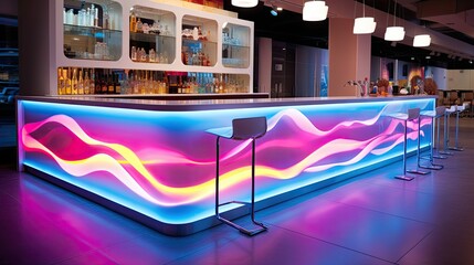 colorful counter with lighting