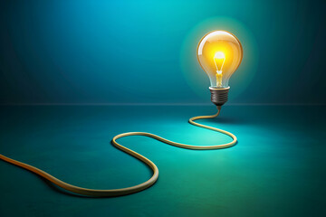 Artistic Rendering of a Light Bulb at the End of a Neon Yellow Cord