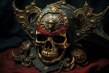 Daring Skull pirate 3d. Human scary bone. Generate Ai