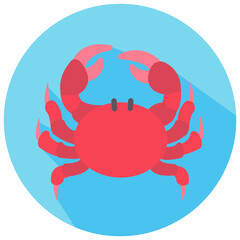 crab round flat vector icon