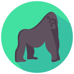 gorilla round flat vector icon