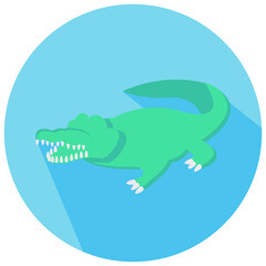 crocodile round flat vector icon