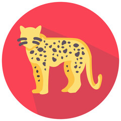 leopard round flat vector icon