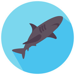 shark round flat vector icon
