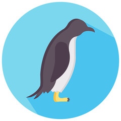 penguin round flat vector icon