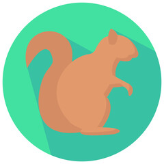 squirrel round flat vector icon