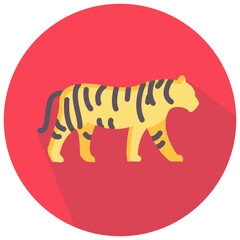 tiger round flat vector icon