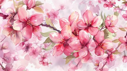 Fototapeta na wymiar Spring blossom watercolor collection, fresh and light for seasonal marketing
