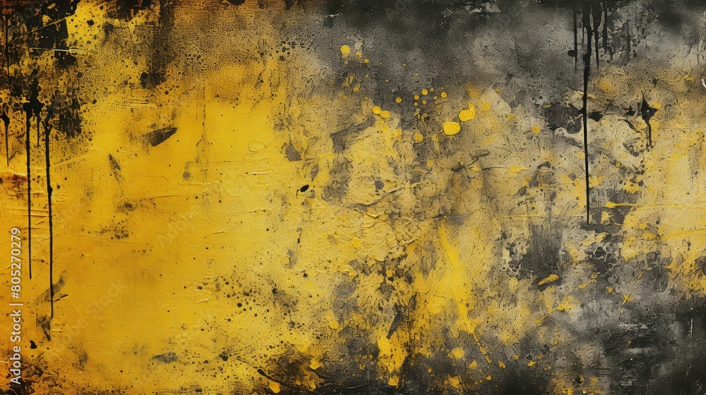 Wall mural rough black and yellow grunge