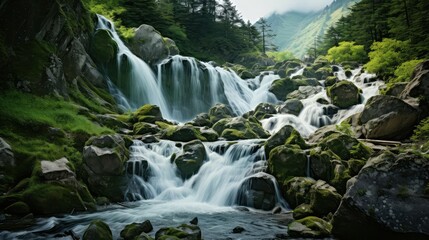waterfall gray mountain - Powered by Adobe