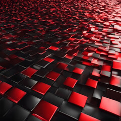 Fototapeta premium Futuristic Red and Black 3D Geometric Pattern: Abstract Art Design