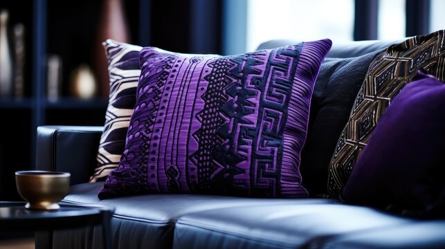pillow purple tribal pattern