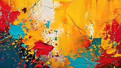 an artistic abstract background featuring a grainy texture with bold brush strokes and vibrant splashes of color. a dynamic and expressive composition that sparks creativity and imagination