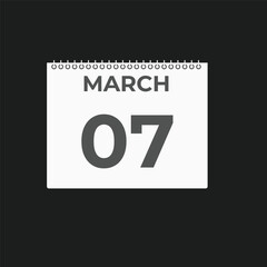 Obraz premium March 7 calendar reminder. 7 March daily calendar icon template. Calendar 7 March icon Design template. Vector illustration 