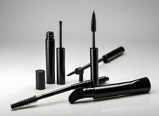 Obraz premium black mascara wand and tube isolated on white 