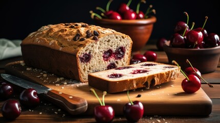 bread slice cherry background