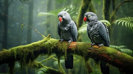 Obraz premium feathers african gray parrots
