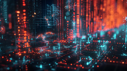 Ascending Analytics: Financial Chart with Upward Growth and Futuristic Icons in Abstract Financial Innovation Theme