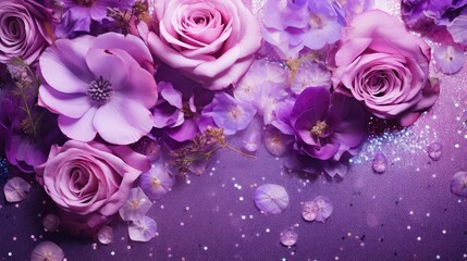 bouquet purple glitter background