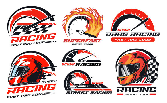 Street racing colorful set flyers