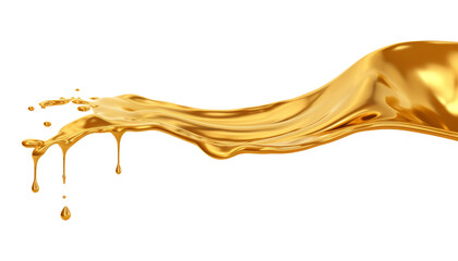 melted gold dripping isolated on transparent background cutout