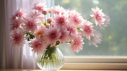 glass chrysanthemum pink