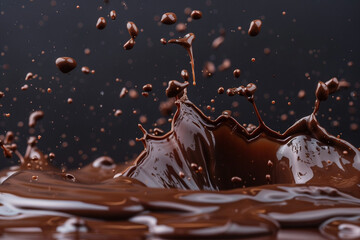 Splashing liquid chocolate capturing the motion and rich color 