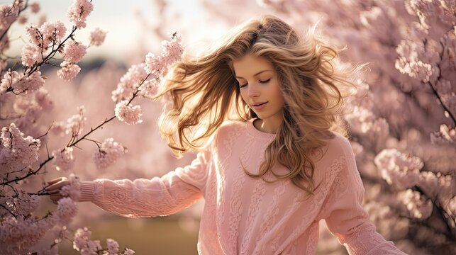 cherry pink sweater A candid shot captures