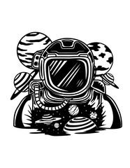 Astronaut Planets | Spaceman| Outer Space | Solar System | Universe | Planet | Spaceship | Original Illustration | Vector and Clipart | Cutfile and Stencil
