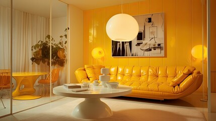 movement blurred interior design yellow