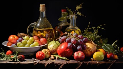 still olive oil drawing