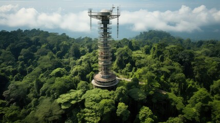 Obraz premium forest antenna tower