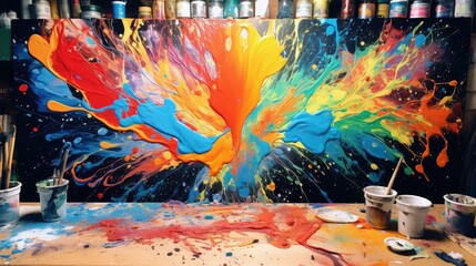 canvas acrylic pouring