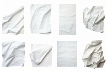 Multicolored Set of crumpled sheets of different paper. Texture of office book art object. Generate Ai