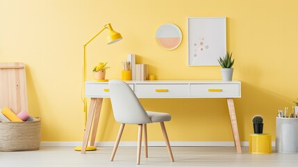 colorful desk yellow