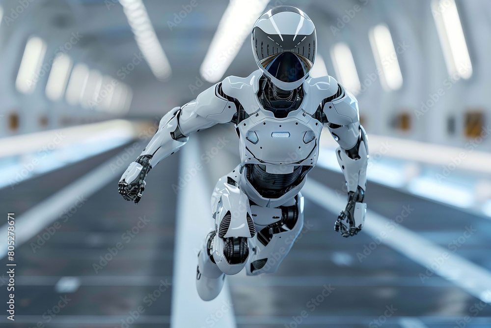 Poster superiority of ai showcased as robot wins race a 3d rendered concept with space for personalized con