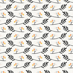 Fototapeta premium Midcentury modern floral endless pattern. Organic summer gender neutral 70s matisse wallpaper. 