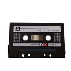 3d render tape cassette with transparent background