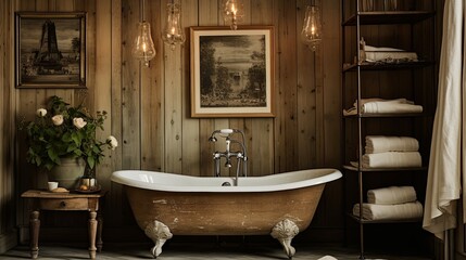 bathtub rustic interior design