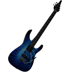 Fototapeta premium 3d render blue guitar with transparent background